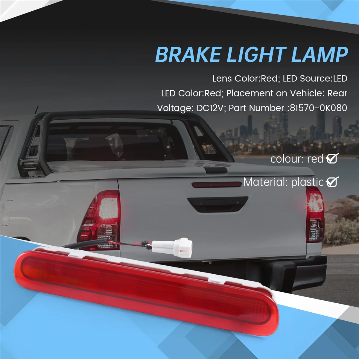 Car LED Rear Tailgate 3Rd Brake Light Lamp for Toyota Hilux VIGO MK6 SR5 2005-2014