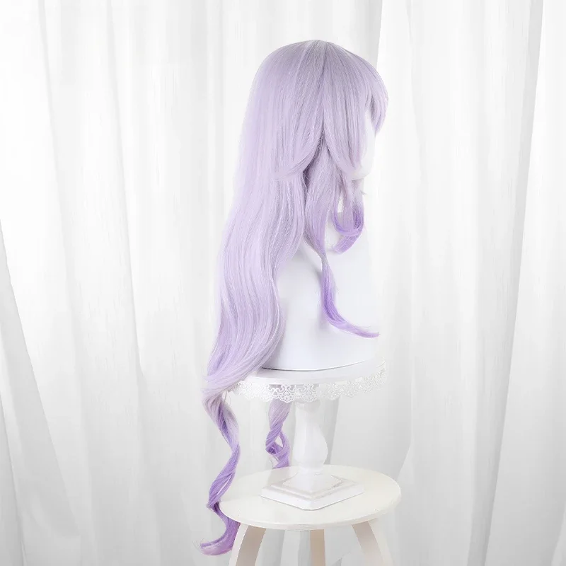 أنيمي لعبة هونكاي: ستار ريل كوسبلاي شعر مستعار البجعة السوداء للهالوين لعب مرحلة الحفلات شعر طويل مجعد أرجواني متدرج #3