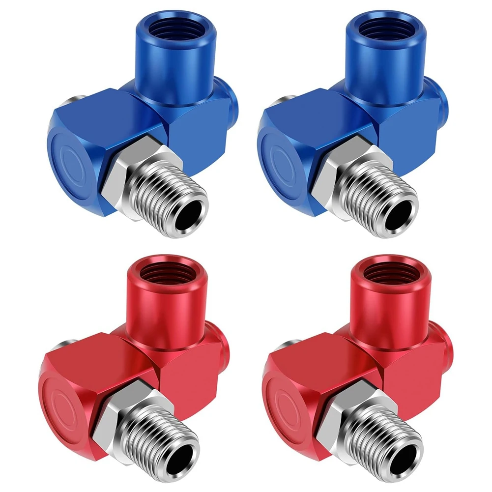 Conector de manguera de aire ABGE-4Pcs, accesorio de manguera de aire giratorio de 360 grados, accesorios de aire giratorios industriales de aluminio de 1/4 pulgadas, 150PSI