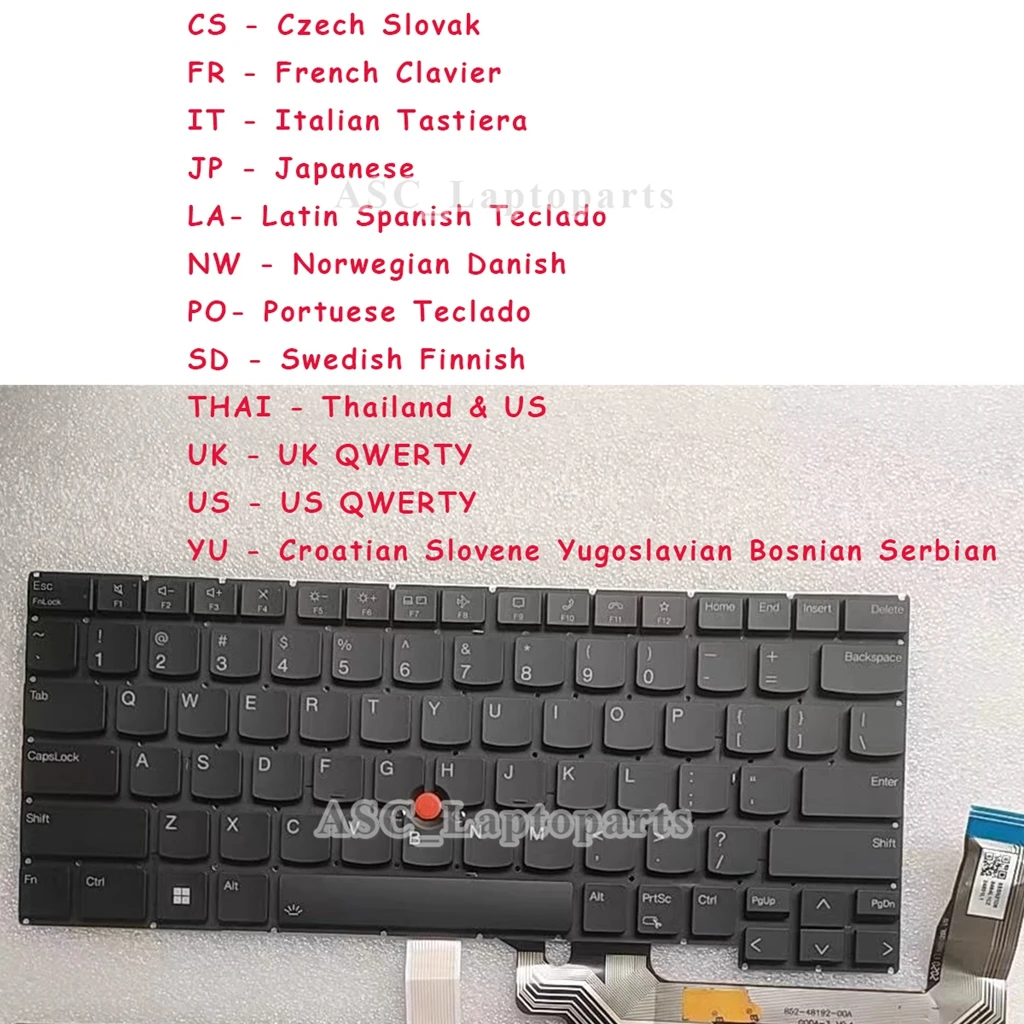 New CZ FR IT JP LA NW PO SD Thai UK US YU Keyboard for Lenovo ThinkPad T14s Gen 3 Type 21BR 21BS 21CQ 21CR BACKLIT, No Frame