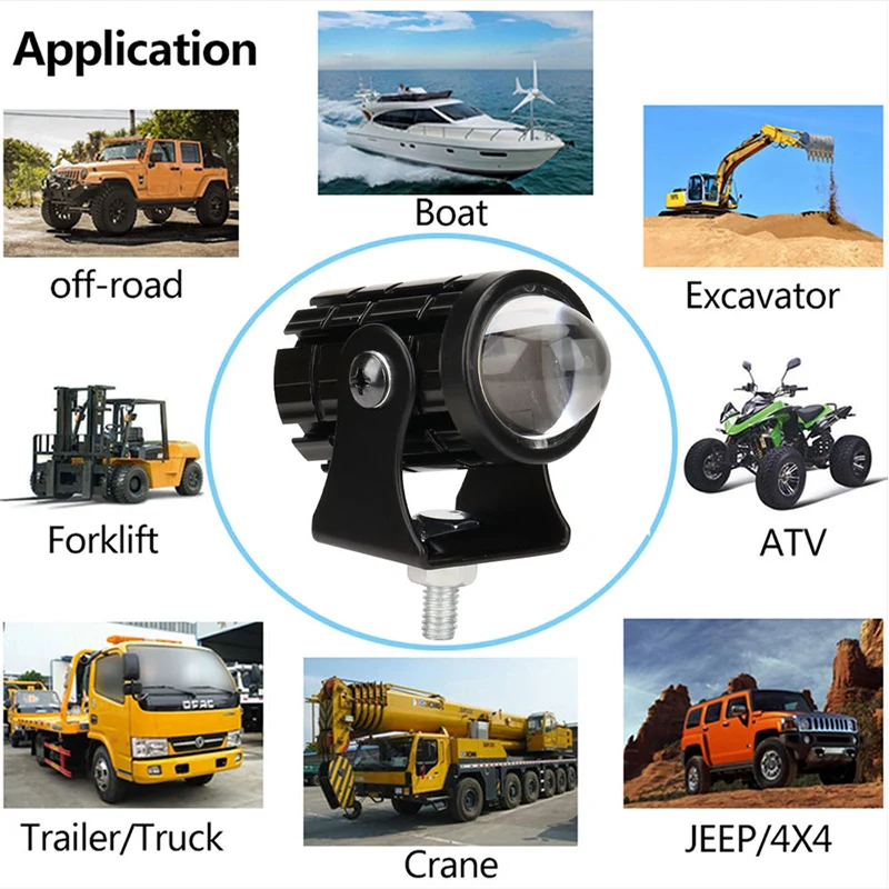Motorcycle LED Headlight Mini Driving Light Universal Dual Color Spotlights for Motorbike Truck Trailer Off-road Moto Accessorie