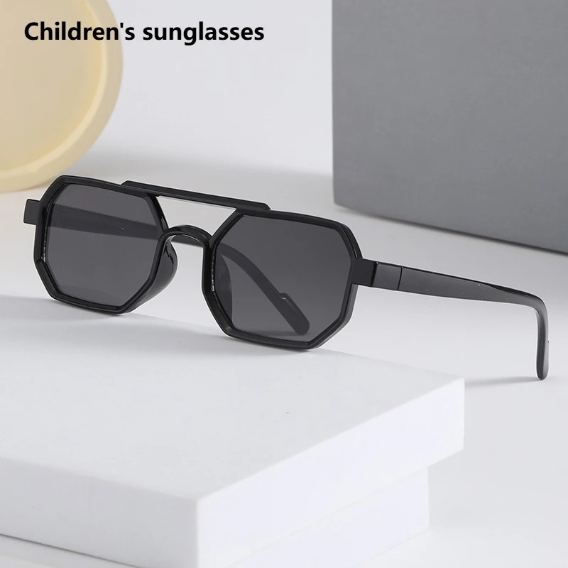 Óculos de sol infantis vintage com dupla lente UV400, óculos de sol quadrados clássicos para meninos e meninas, óculos de sol para atividades ao ar livre