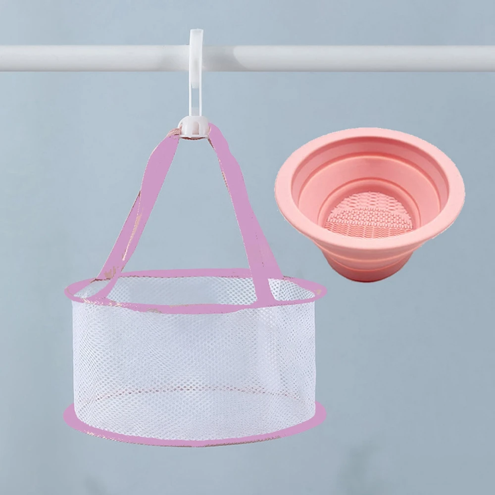 1PCS Color Random  Foldable Makeup Brush Cleaning Makeup Brush Powder Puff  Liquid Makeup Brush Makeup Sponge Drying Net Suit