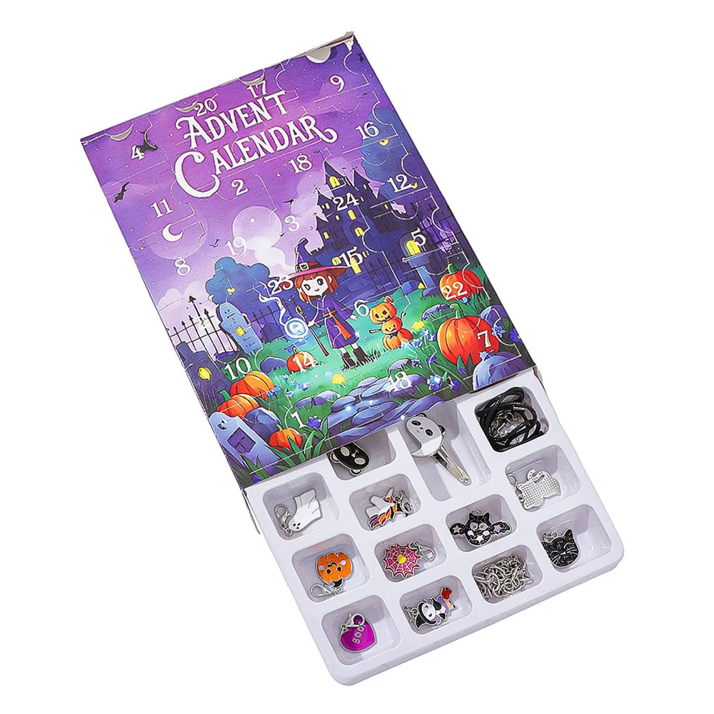 할로윈 창의적인 24일 카운트다운 DIY 드립 오일 비즈 블라인드 박스 액세서리 파티 장난감 어린이 선물