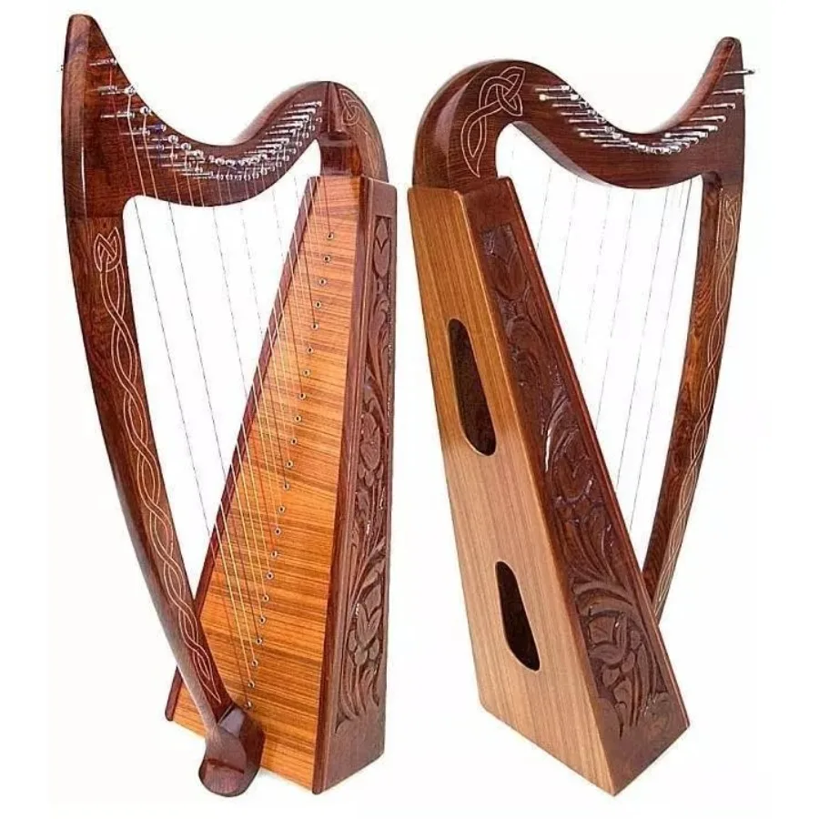 

Кельтская ирландская арфа на 22 струны, из палисандра, диагональная, 34 дюйма, с чехлом