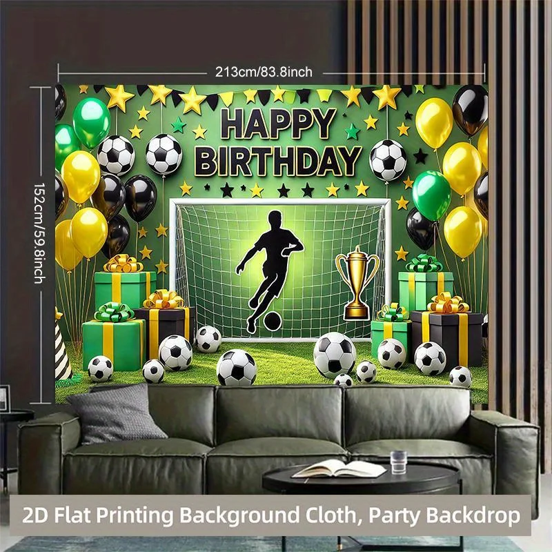 2D-Flachdruck-Hintergrundbanner 1 Stück, Hintergrundtuch für Fußball-Geburtstagsparty-Dekoration, multifunktionales Fotografie-Hintergrundtuch – Detail 4