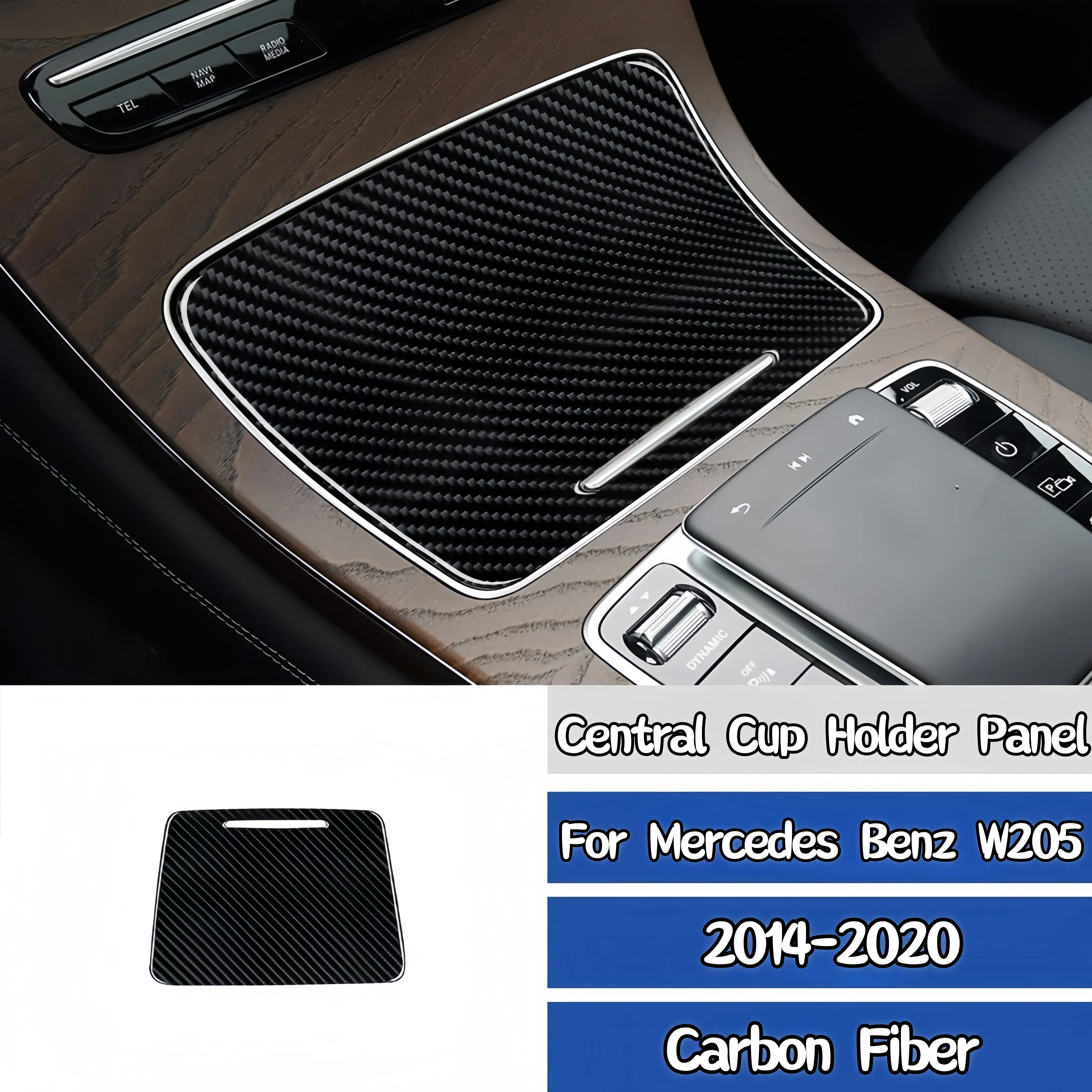 

Для Mercedes W205 Benz C Class GLC 2014-20 углеродное волокно, центральный держатель для стакана с водой, панель, декоративная накладка, наклейка