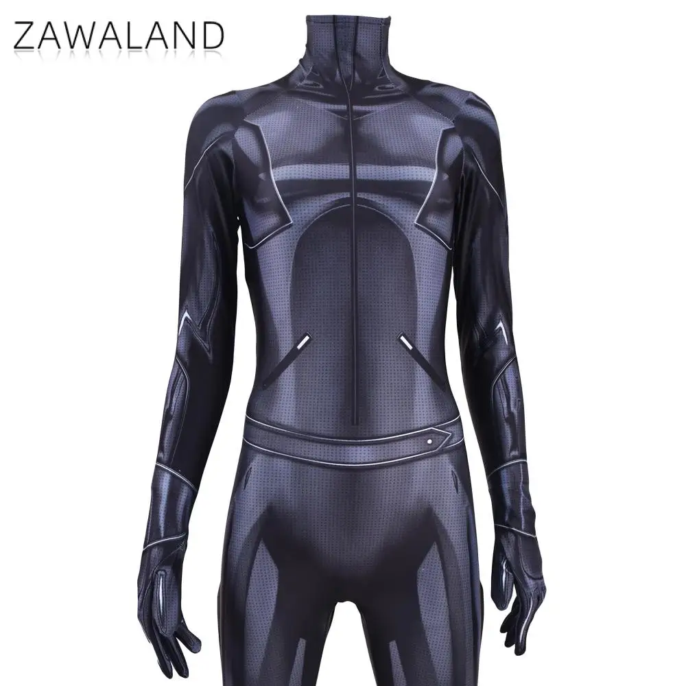 Zawaland przebranie na karnawał elastan Cosplay pełna pokrywa body Zentai garnitur Halloween czarny Catsuit odzież imprezowa kostium wydajnościowy