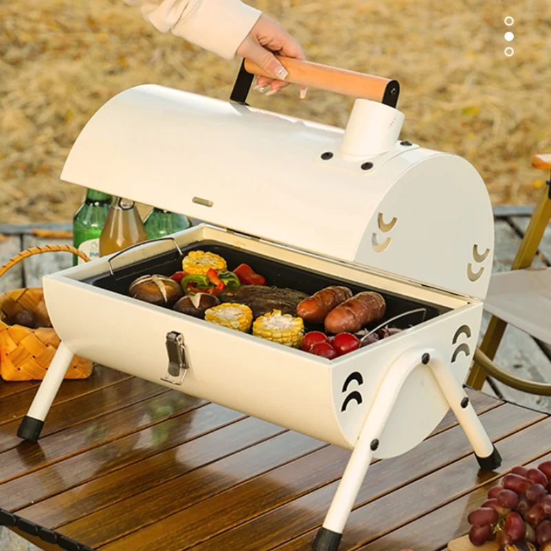 

Portable Outdoor Barbecue Grill Double-sided BBQ Oven Charcoal Grills for Campaing Barbecue Oven Chimney Stove New