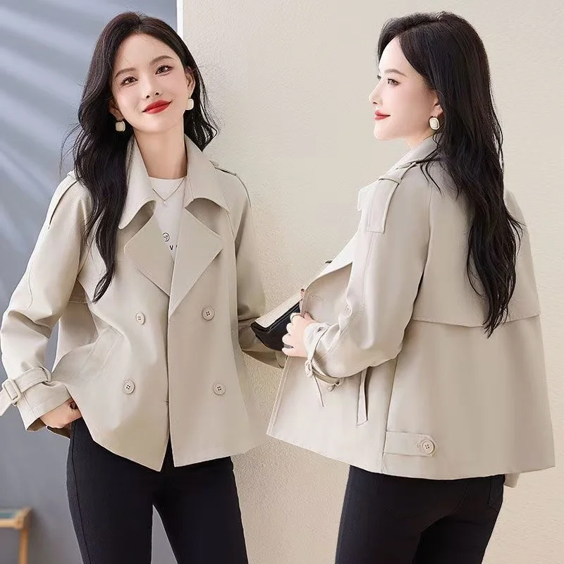 

Woman 2025 High-Quality Windbreaker Coat Spring Autumn New Lining Jacket Lady Fashion Temperament Short Outerwear Female Blouse