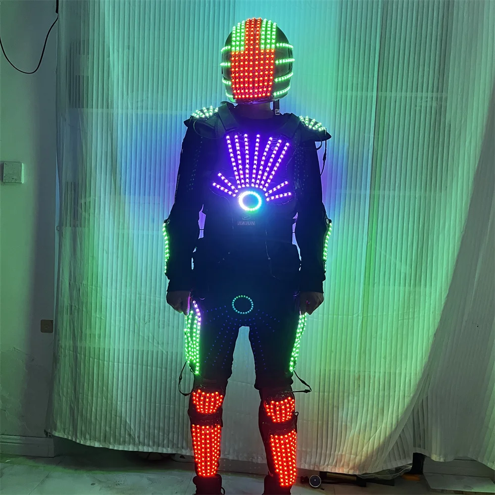 Cool RGB Led Robot Glowing Costumes Armor Bar Nightclub Party Performance Costume Clothes Stage Dance performance Helmet Jacket