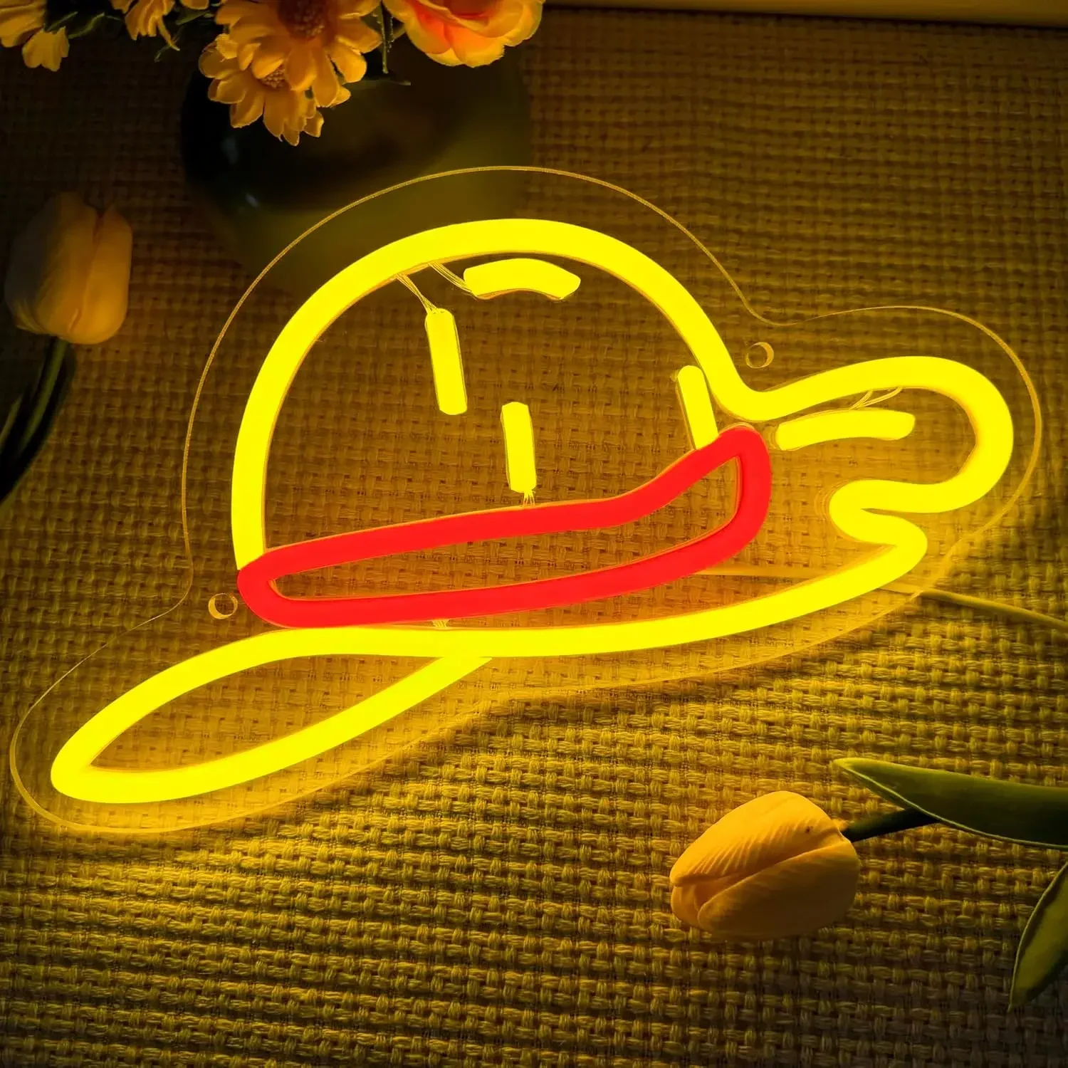 Anime Straw Hat Neon Signs for Wall Decor,USB Powered for Bedroom Wall Game Room Man Cave Room Birthday Christmas Gift