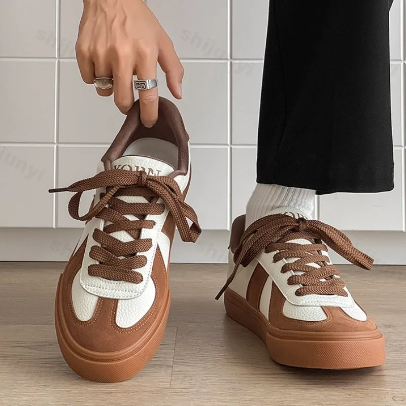 

Осень 2024, новая повседневная обувь в нишевом стиле в стиле ретро для мужской моды, трендовые универсальные удобные низкие кеды на шнуровке, массивные кроссовки