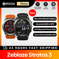 Zeblaze Stratos 3 GPS Smart Watch 1.43'' Ultra HD AMOLED Display Built-in GPS Make/Receive Phone Calls Smartwatch for Men