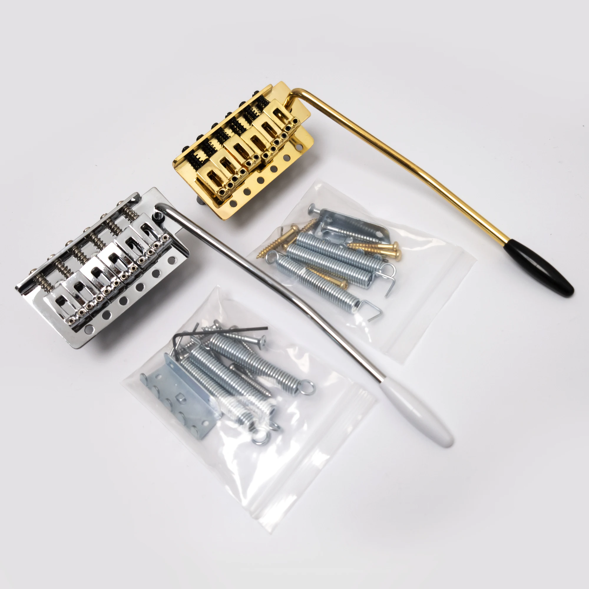 Left Handed Single Tremolo Bridge for ST Style Guitar Tailpiece Chrome Gold 52mm Spacing
