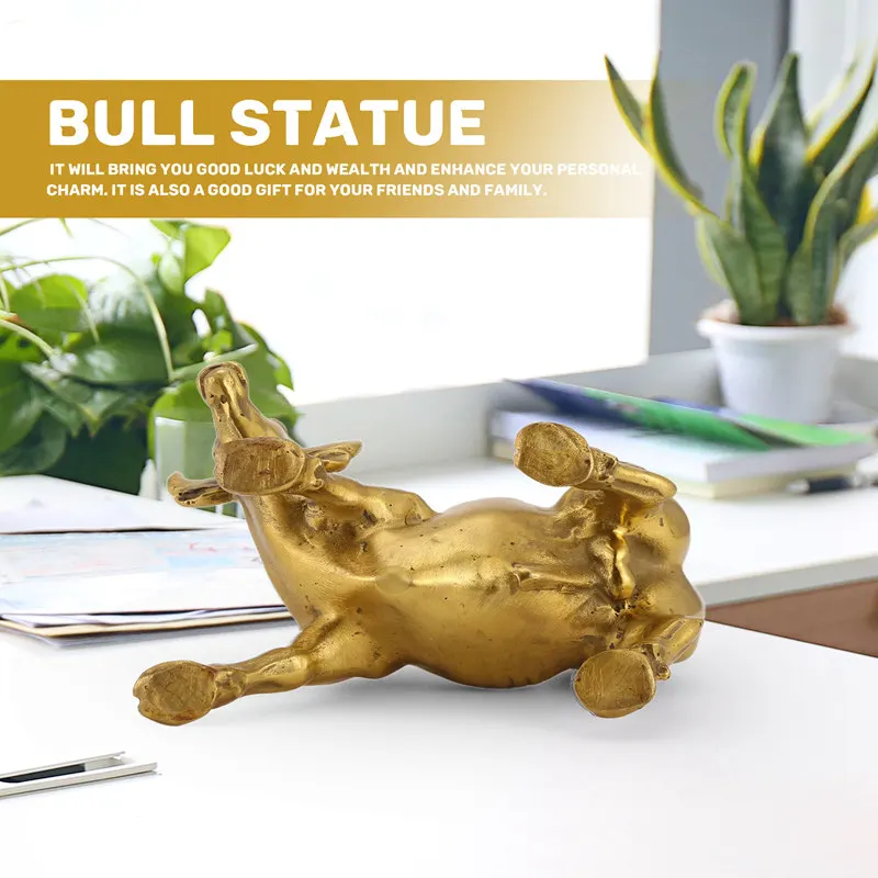 Statue de taureau en laiton Feng Shui, sculpture de décoration d'intérieur, taureau en cuivre doré représentant la bonne chance professionnelle-A44I