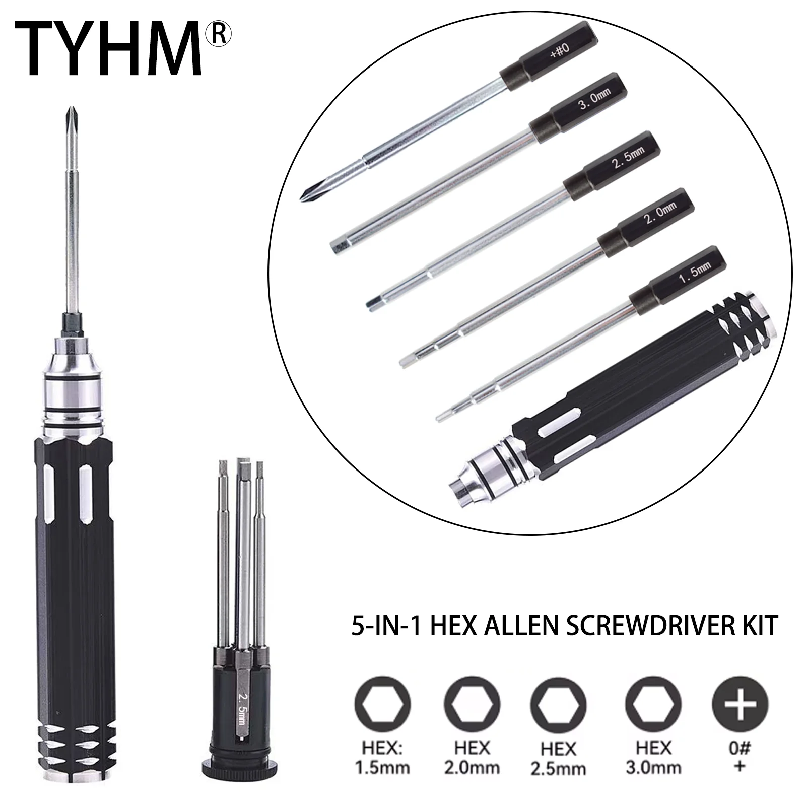 

TYHM 5-in-1 Hexagonal Screwdriver Repair Tool Set Set for RC Helicopter Airplane Drone Aircraft RC Cars RC Boats RC Model