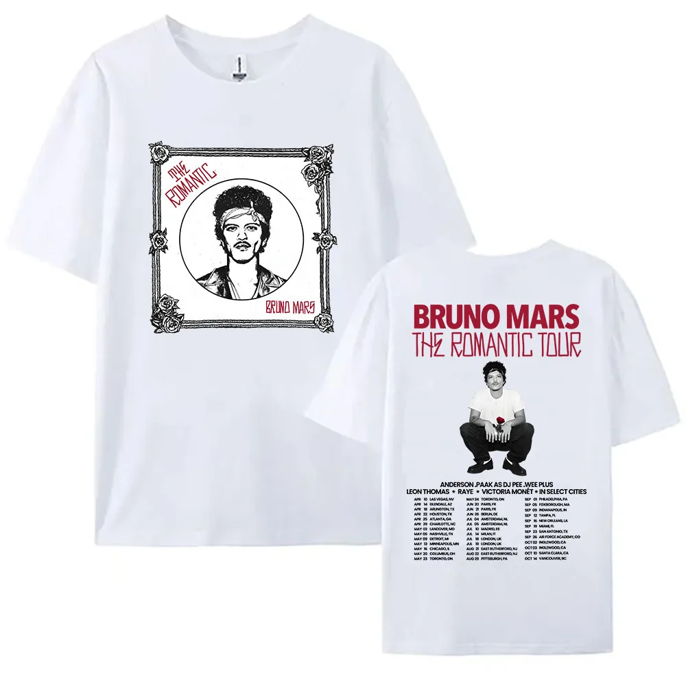

Bruno Mars The Romantic Tour 2026 T-shirt Summer Short Sleeve O-neck Mens Tshirts Streetwear Hip Hop Singer Graphic Print Shirt
