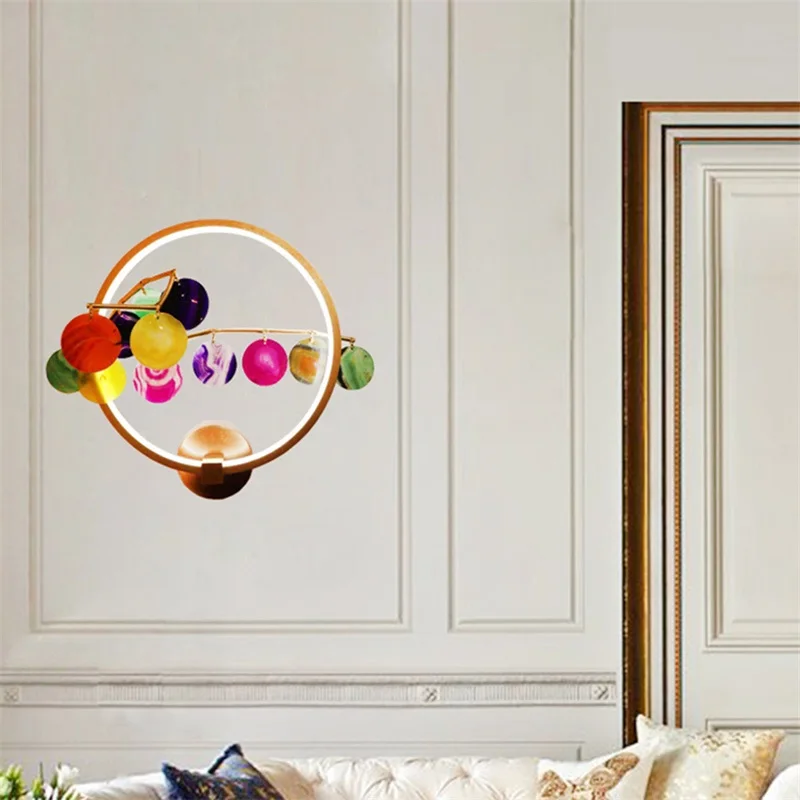 86LIGHT Modern Wall Lamp Round Creative Design Agate Flower Sconce LED Decorative Fixtures Corridor Lighting