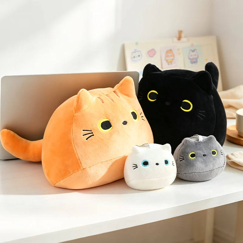 Feline Family Black Cat Mom and 4 Kids Plush Toy Stuffed Animal Soft Doll Sleeping Pillow Birthday Gift Kid Girls Boy Room Decor - view 3