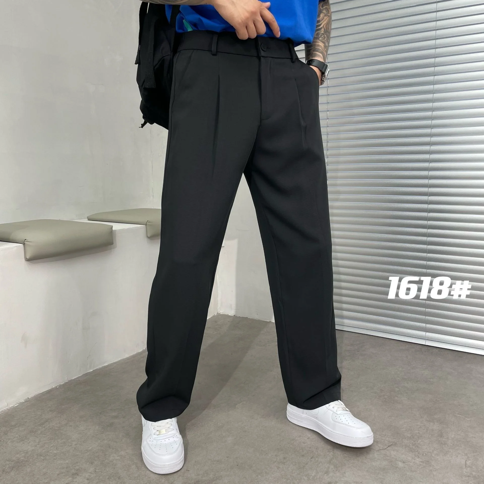 Ice Silk Loose Straight Suit Pants For Men Summer Sold Color Stretch Business Casual Suit Classic Korea Styles Thin Trousers