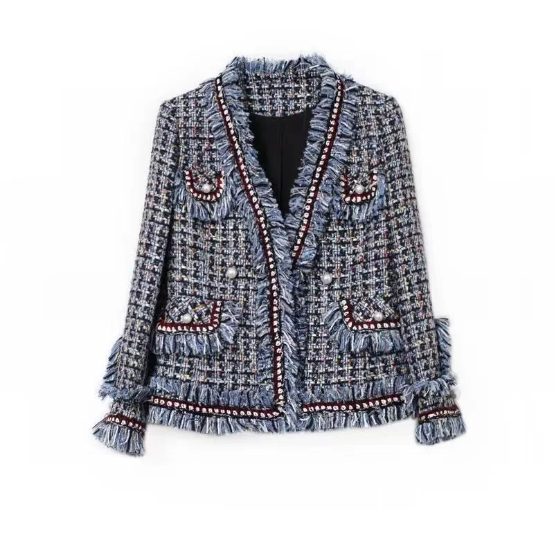 

Vintage Tweed Fragrant Jacket For Women Autumn Winter 2024 Elegant Chic Long Sleeve High Quality Coat Female Cloth Outwear Tops