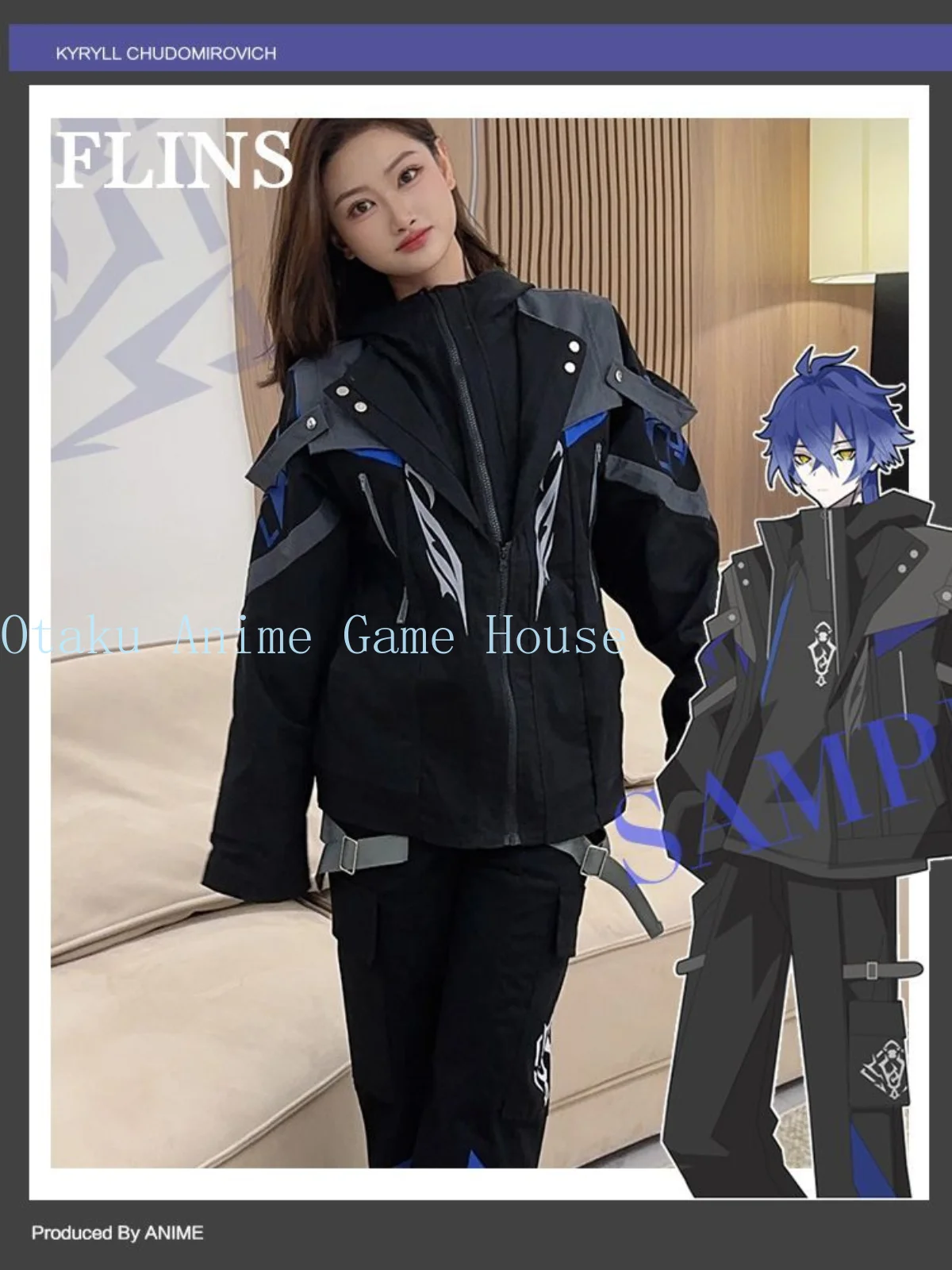 Conjunto de Ropa Genshin Impact Flins para Comic Con, Sudadera de Manga Larga, Chaqueta Cortavientos, Pantalones Cargo, Regalo para Hombre, Disfraz de Cosplay, Navidad