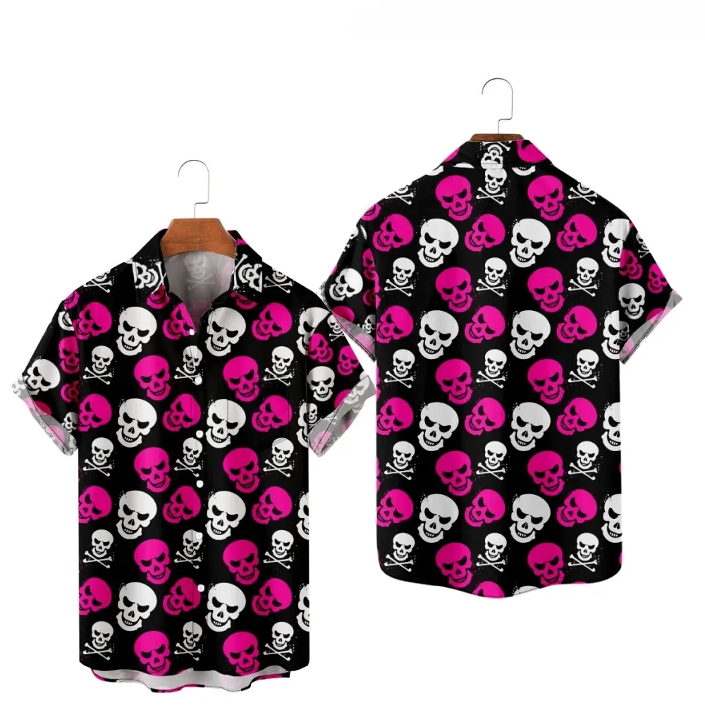 

Men's Shirt Horror Skull 3D Print Men's Clothing Oversized Summer Casual Hawaii Beach Hawaiian Harajuku Fashion Holiday Shirt