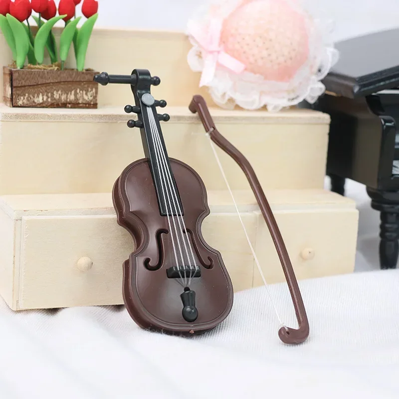 1: 12 Doll House Accessories Small Furniture Mini Simulation Miniature Musical Instrument Cello Toy Model Desk Decoration