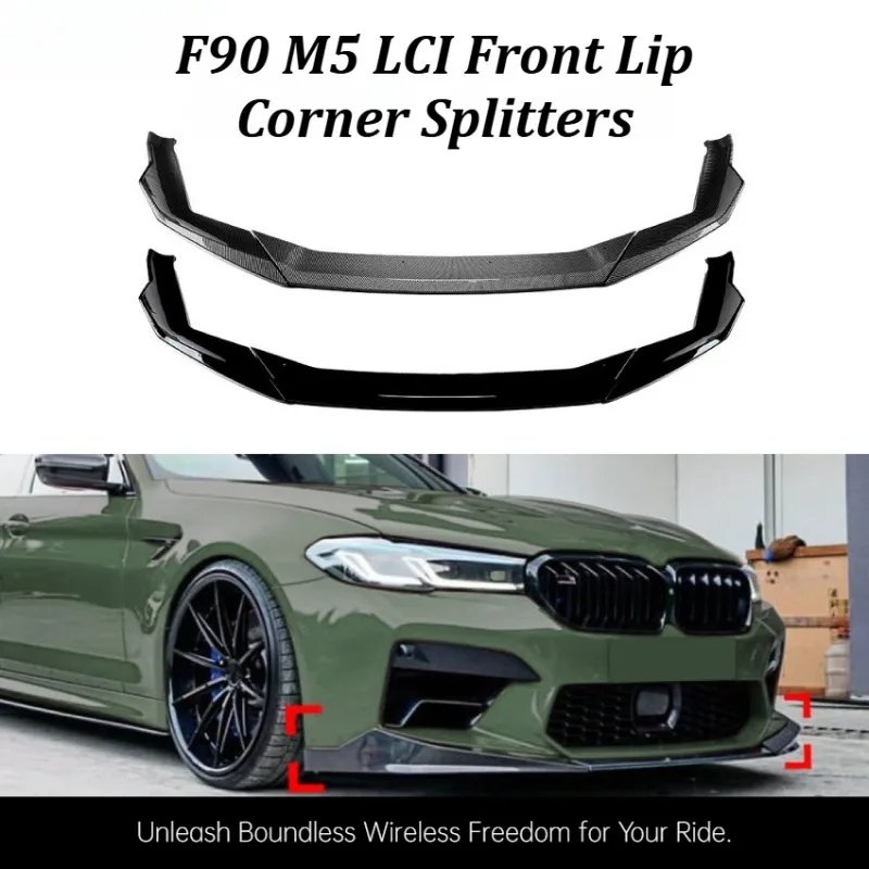 

For BMW 5 Series F90 M5 LCI 2021-2024 Front Bumper Lip Spoiler Side Canards Diffuser Body Kit Car Modification Accessories