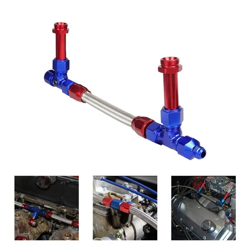 홀리 8AN 듀얼 피드 연료 라인용 4150 카뷰레터 연료 라인 키트 7/8인치 브레이디드 듀얼 인렛 연료 라인 키트-ABQU