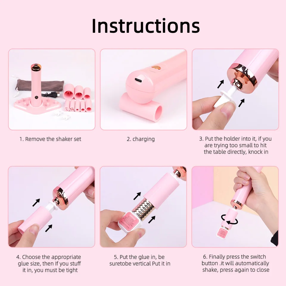 AGUUD Eyelash Glue Shaker Stirrer Lash Glue Women Makeup Tools for Nail Polish Tattoo Ink Pigment Liquid Shaking Wake-Up Device