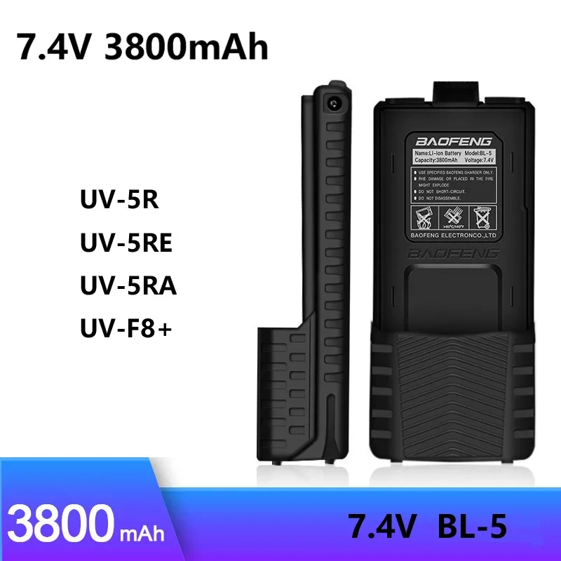 BaoFeng UV-5R Plus 7.4V 3800mAh Rechargeable Batteries UV5R Radio Accessories UV 5R Walkie Talkie Battery BL-5 Extended Battery