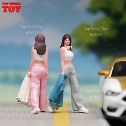 Painted Miniatures 1/64 1/87 1/43 1/18 Beauty Girl Carrying Clothes Walking Scene Figure Accessory Unpainted Model For Decorat