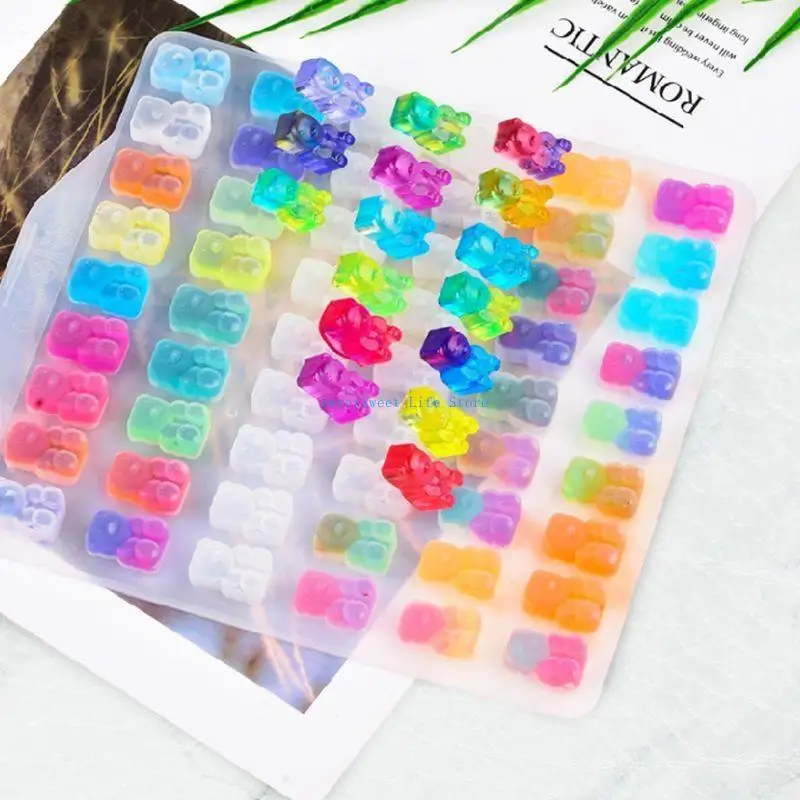 D5QB 50 Cavidad Gummy Small Bear Molde suave caramelo fácil usar y liberar fabricación bricolaje