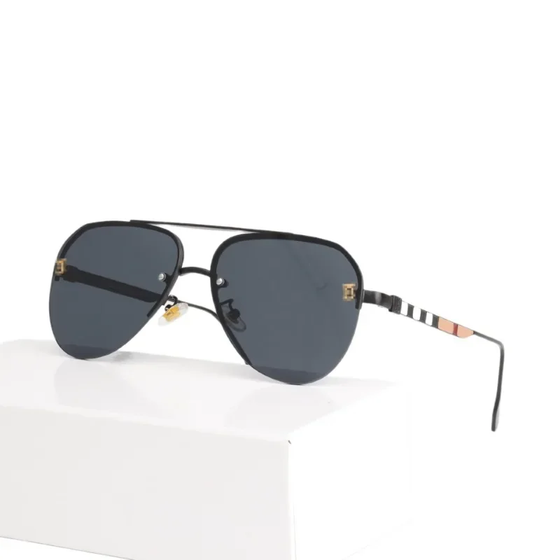 

New Pilot Sunglasses With Letter Print Classic Retro Half Frame European And American Sunglasses fashion