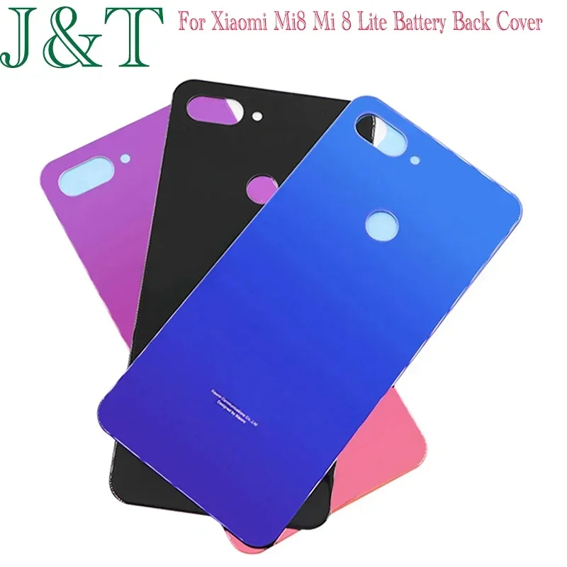 New For Xiaomi Mi8 Mi 8 Lite Battery Back Cover Rear Door 3D Glass Panel Mi 8 Lite Housing Case Glass Cover With Adhesive Replac