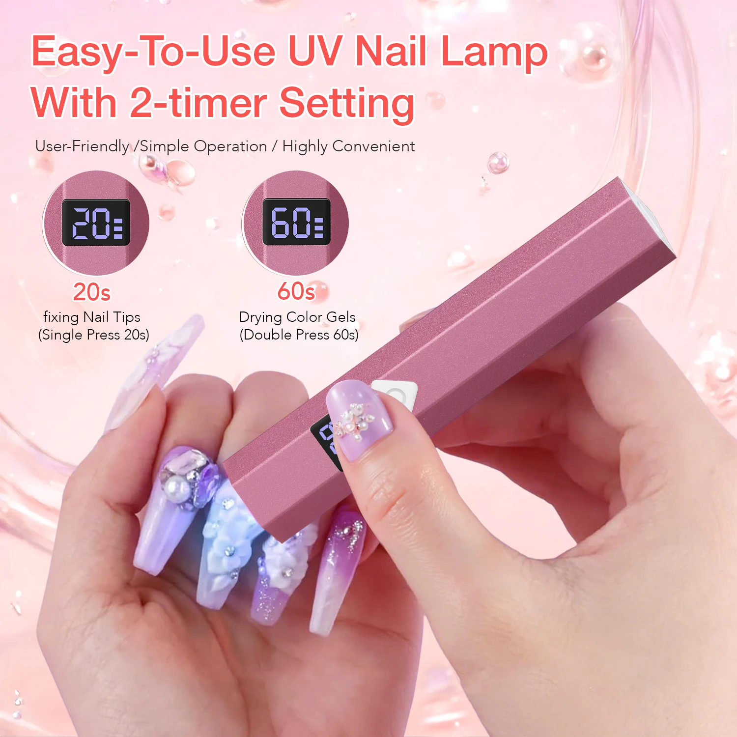 Compacte draagbare UV LED-nageldroger met houder – USB oplaadbare Quick-Cure-lamp voor gelnagellak