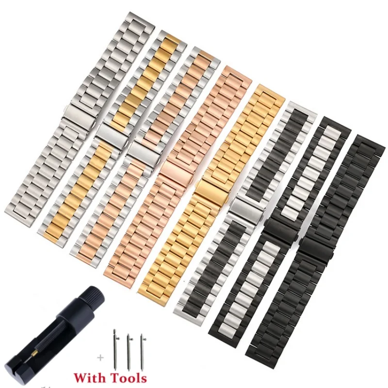 

High Quality 304L Stainless Steel Watch Strap Replacement for 20mm 22mm Quick Release Waterproof Watch Band with Folding Buckle