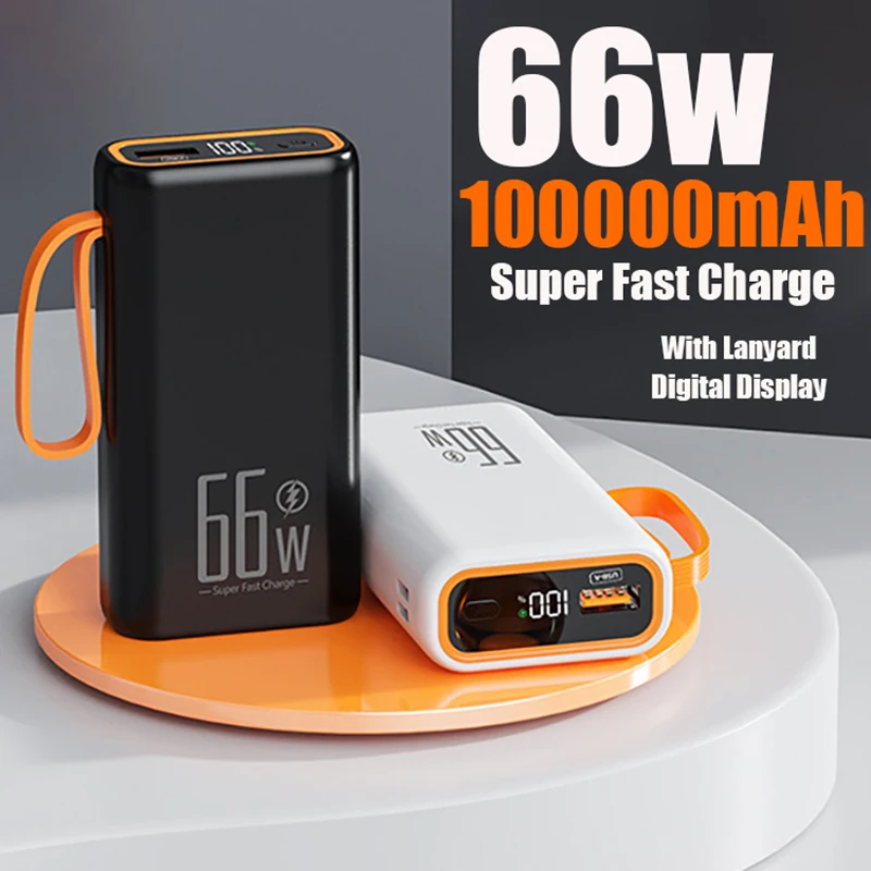 

xiaomi 100000mAh Power Bank 66W PD Fast Charging Power Bank Portable LED Display Charger External Battery Pack for iPhone Huawei