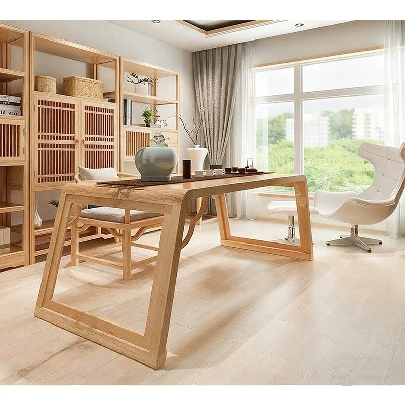 

New Chinese solid wood bookshelf modern simple Bogu shelf free combination bookcase desk Zen study furniture