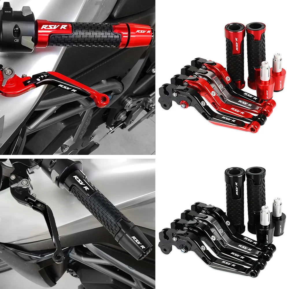 

7/8" 22mm Non-slip Rubber & CNC Aluminum Handlebar Handle Bar Grips Ends Cover Clutch Brake Levers FOR APRILIA RSV R 1999 -2003