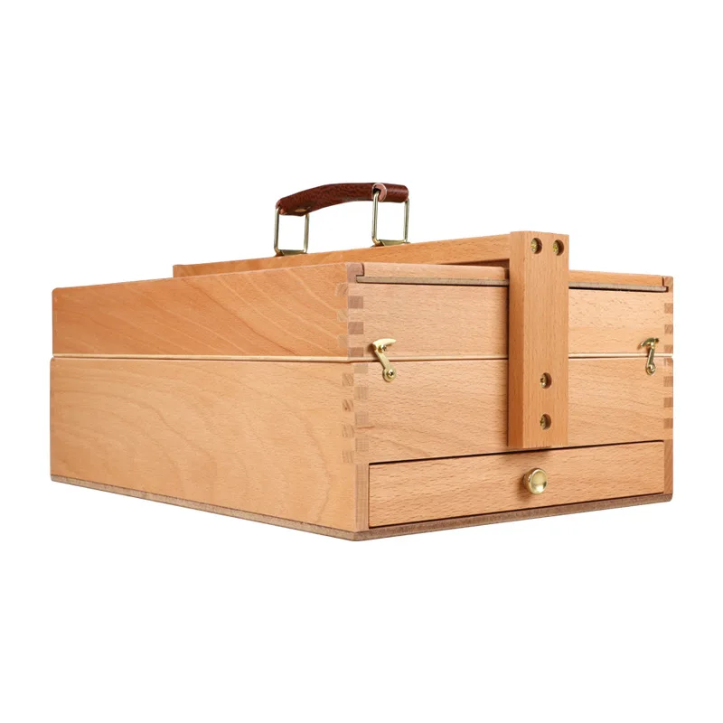 Multifunctional Wood Sketchbox Easel, Paint Palette, Beechwood Sketchbox Artist Desktop Case Box for Art Suppliesдля