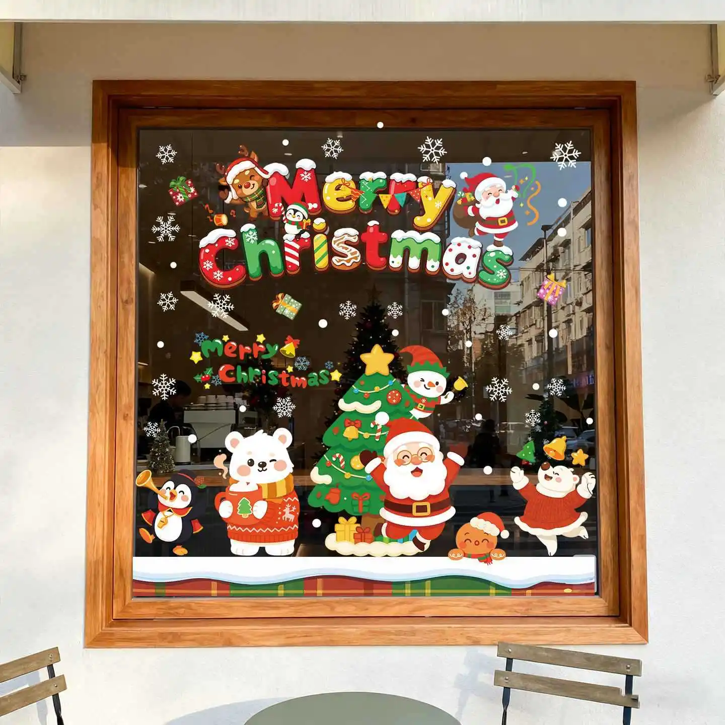 Christmas Stickers Mall Store Window Grilles Glass Stickers  Holiday Decoration Christmas Tree Santa Claus Static Stickers 2026