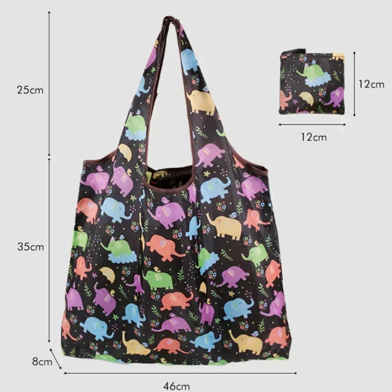 Pink Blue Grey Cute Cat Reusable Shopping Bag Nylon Foldable Grocery Bag Creative Eco-Friendly Tote Bag Lightweight and Durable