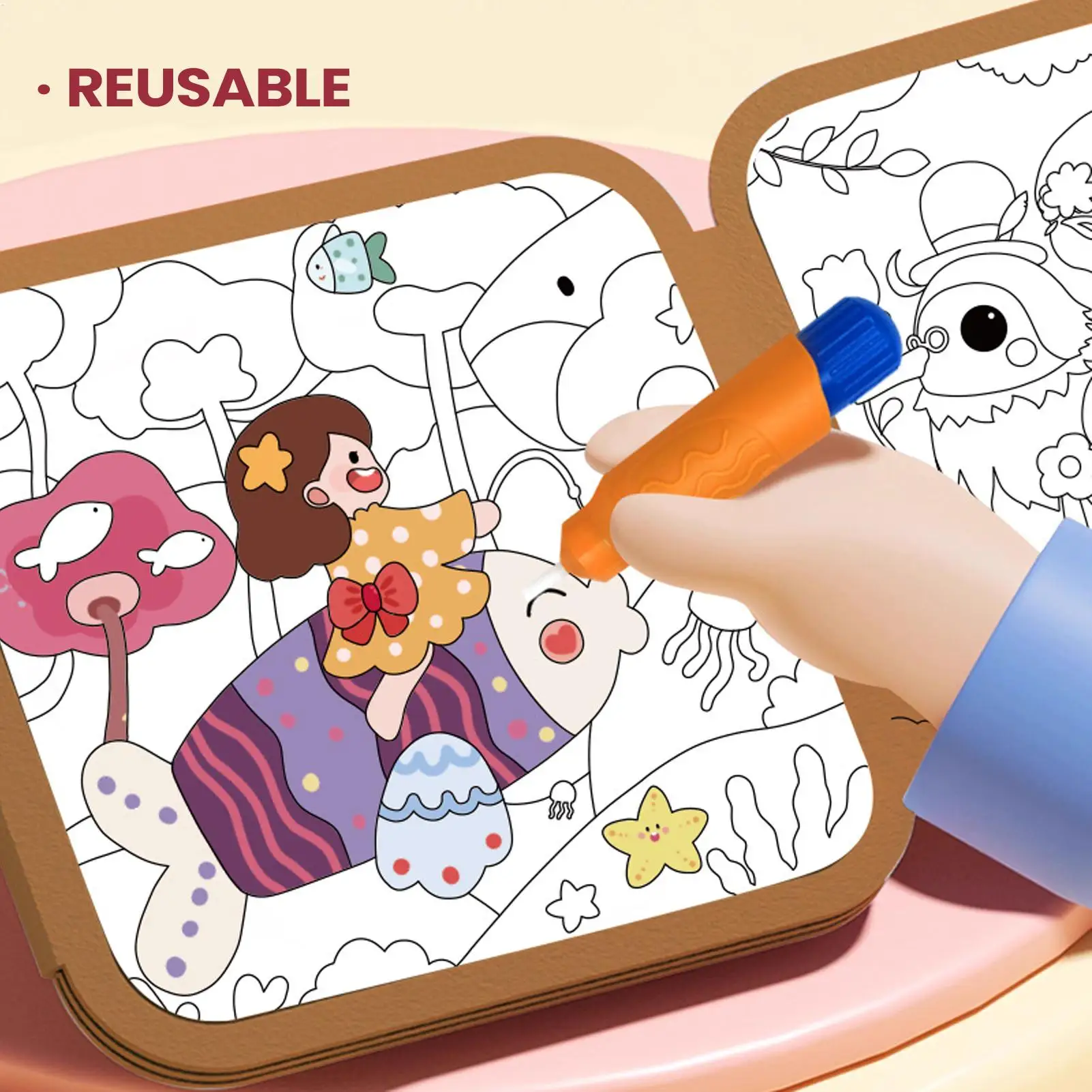 새로운 재사용 가능한 매직 드로잉 북 어린이용 몬테소리 조기 교육 물 색칠 장난감 어린이 선물 물 드로잉 북