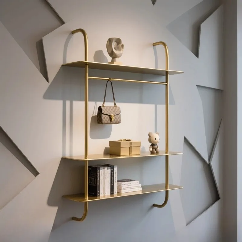

Light luxury shelves, multi-layer storage , bookshelves, ornaments, display shelves, wall storage racks, modern