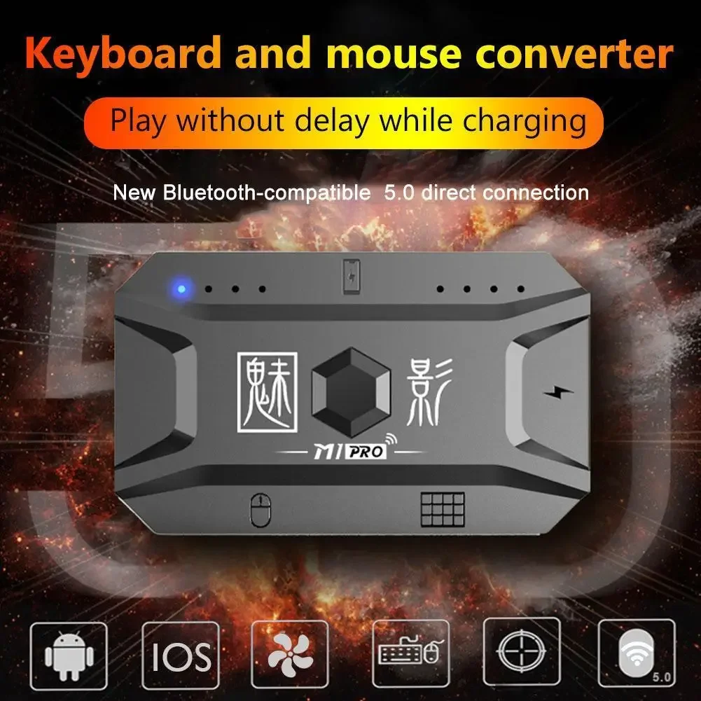 M1PRO Plug and Play Gamepad Mobile Controller Gaming Keyboard and Mouse Adapter BT5.0 Connection Support Android iOS System