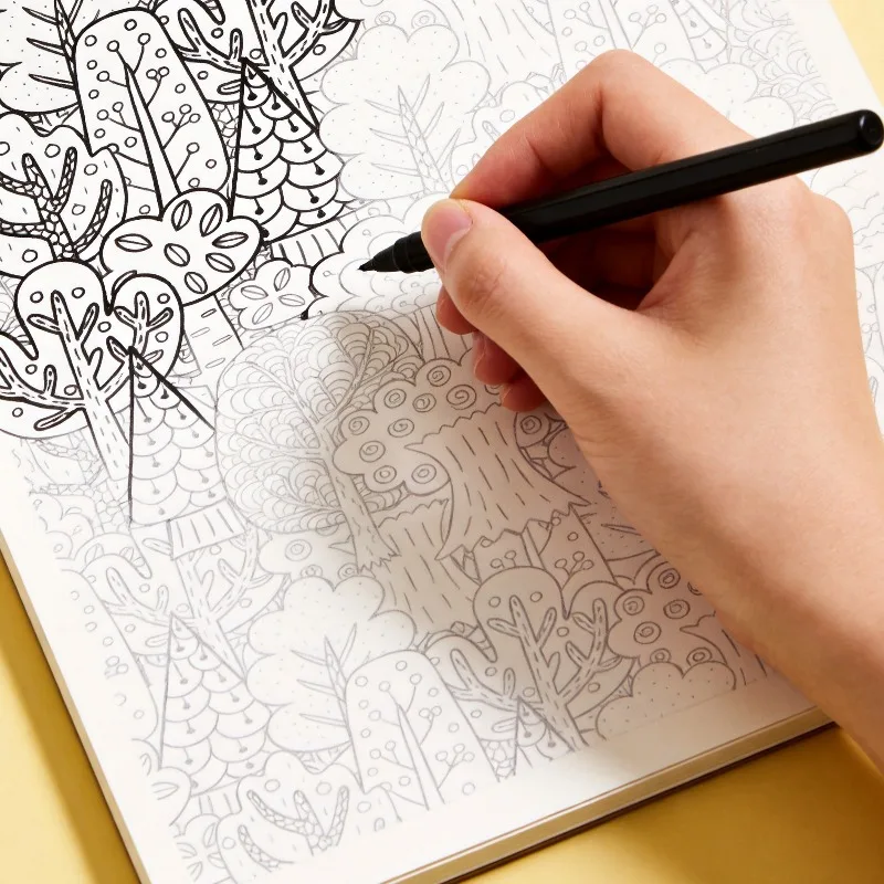 One Adult Decompression Line Draft Doodle Book, Line Drawing Coloring Book, Mandala Pattern Coloring Book, Picture Book, 21x14cm