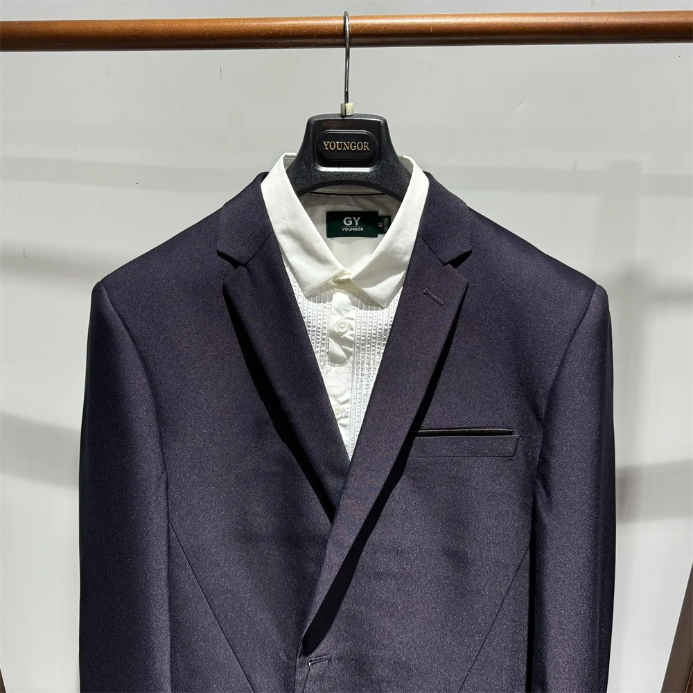 

Yayog Subbrand GY Мужской повседневный модный фиолетовый красный костюм на одной пуговице Jaet Busin повседневный длинный све облегающий костюм весна осень